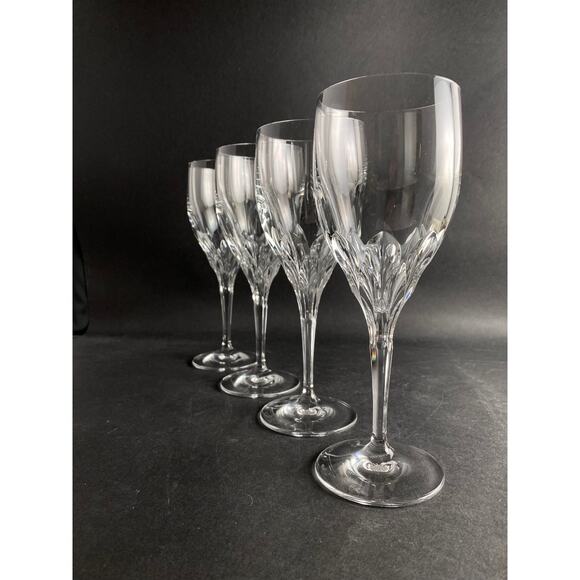 Gorham Diamond Clear Water/Wine Goblets - Set of 4 Fine Crystal Stemware - Picture 2 of 10